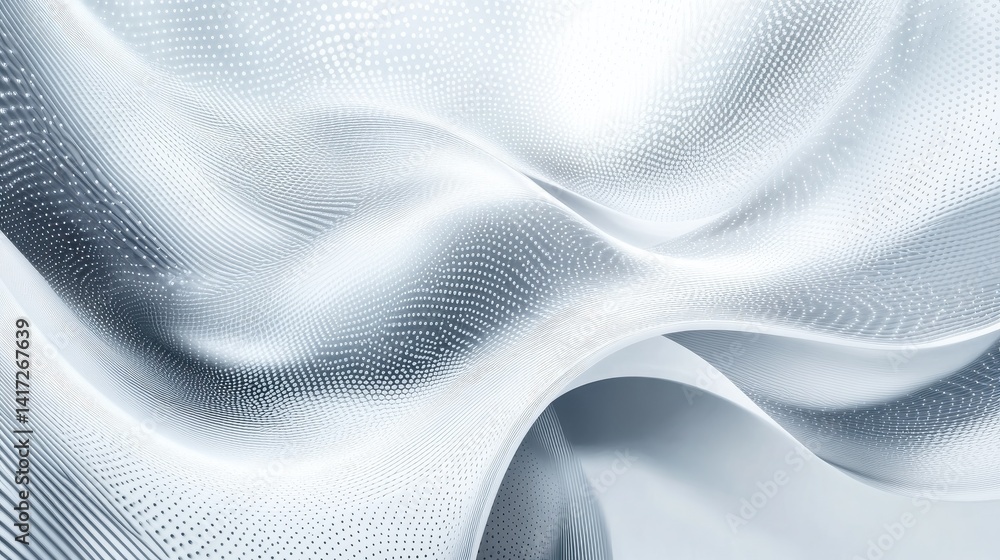 Poster dot white gray wave light technology texture background. abstract big data digital concept. 3d rende