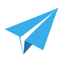 Blue paper airplane vector illustration isolated on black background