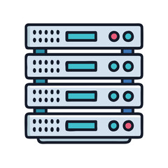Illustration of a Stacked Server Rack on Black Background