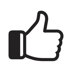 Black and White Thumbs Up Icon for Approval
