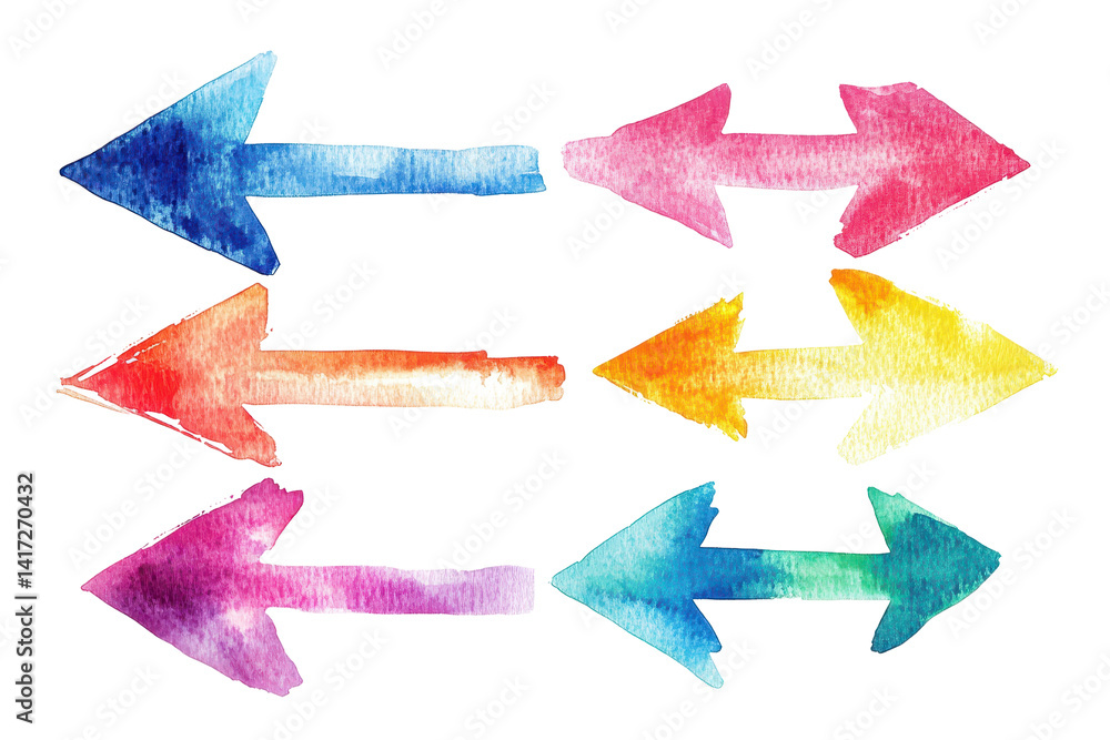 Poster watercolor arrows in all directions create a fun and colorful guide through decisions and discovery
