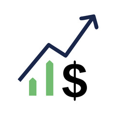 Ascending chart with bars, success and growth