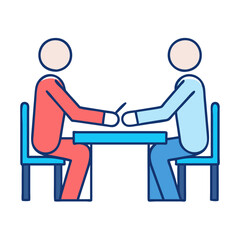 Business meeting icon with contract signing illustration