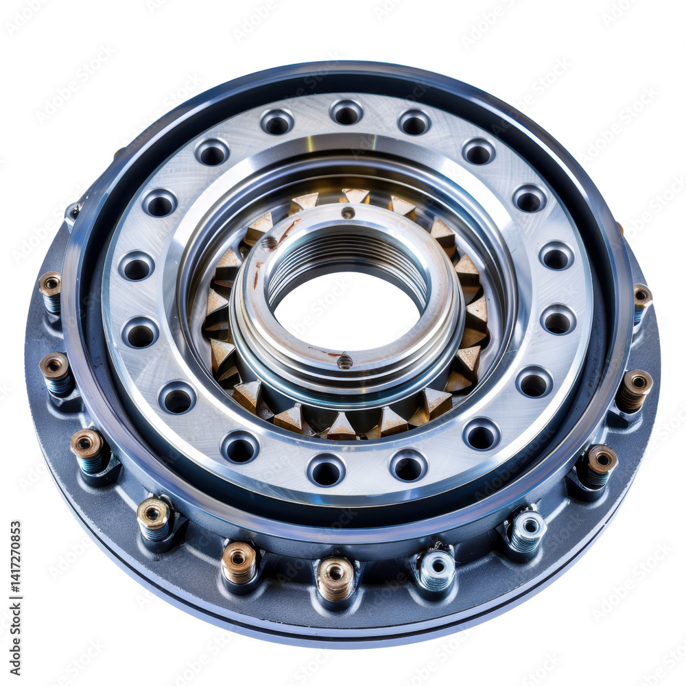 Poster high quality mechanical component featuring circular design with multiple holes and intricate detail