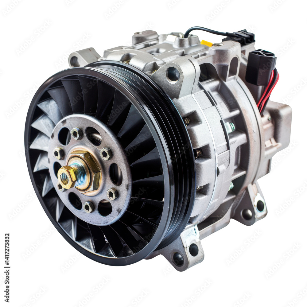 Poster detailed image of automotive alternator showcasing its intricate design and components, highlighting