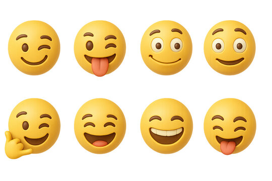 3d emoji icon set: winking, tongue out, smiling faces & more for fun communication