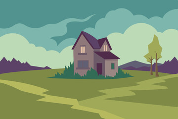Naklejka premium rural landscape with house