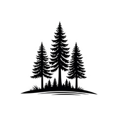 pine tree silhouette logo vector line art logo design
