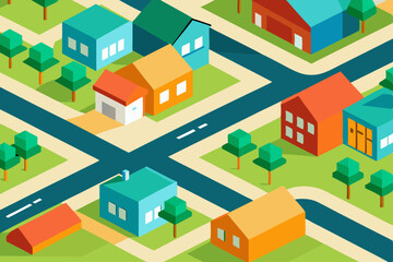 isometric buildings in the city