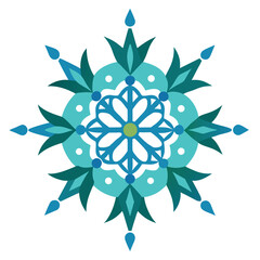 Decorative snowflake ornament on white background. 