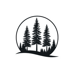 Obraz premium pine tree silhouette logo vector line art logo design