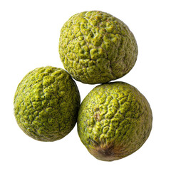 Obraz premium Three green fruit stack isolated on PNG transparent background, cut out