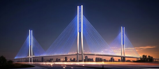 Fototapeta premium Modern Cable-Stayed Bridge at Night