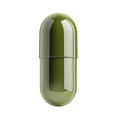 Capsule, olive green isolated on PNG transparent background, cut out