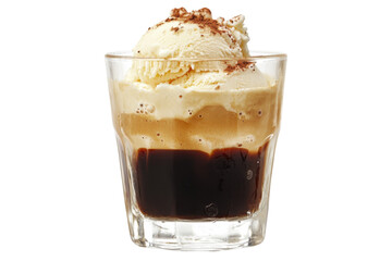 Affogato in glass cup (1) isolated on PNG transparent background, cut out