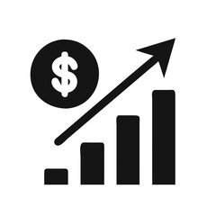 Financial growth chart with dollar coin and arrow