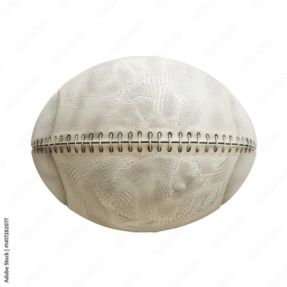 Poster detailed view of textured white baseball with visible stitching, showcasing its unique surface and d