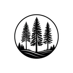 Naklejka premium pine tree silhouette logo vector line art logo design