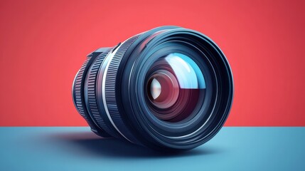 Camera photo lens icon with shutter isolated, 3D technology symbol illustration. illustration
