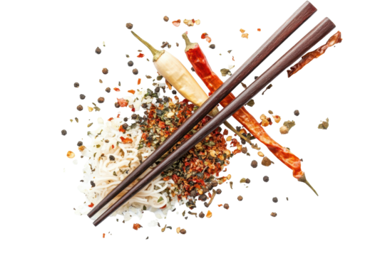 Savory noodle dish cooked with herbs and spices isolated on white background for mouthwatering visuals