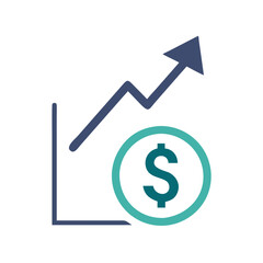 Financial Growth Chart with Dollar Coin on Black