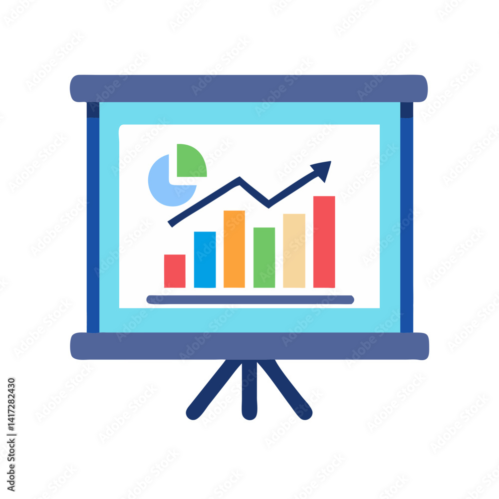 Poster presentation chart with growth graph and pie chart
