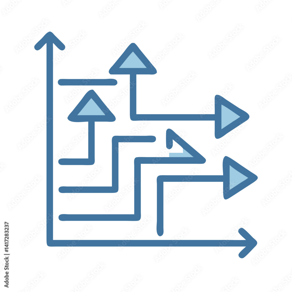 Poster arrow path graph: multiple directions and possible paths