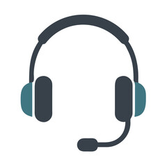 Headset with Microphone Isolated on Black Background