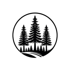 Obraz premium pine tree silhouette logo vector line art logo design