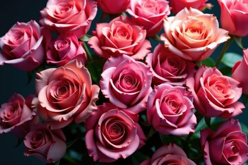 Fototapeta premium Intricate blooming roses, densely packed, vibrant hues , art, background, wallpaper