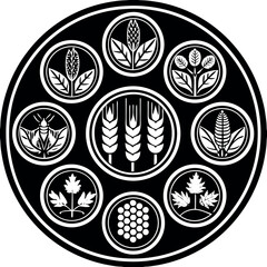 Black and white agriculture  icons