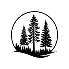 Fototapeta premium pine tree silhouette logo vector line art logo design
