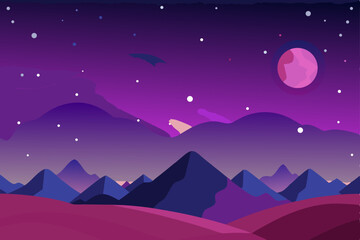 Obraz premium beautiful-galaxy-sky-over-anime-hills