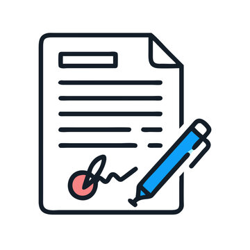 recommend clip art: Signed Contract Document with Pen Icon Illustration