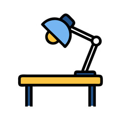 Minimalist vector illustration of a desk with lamp