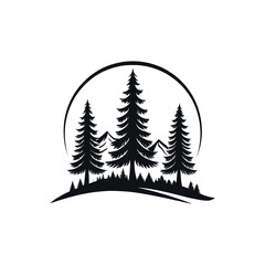 Fototapeta premium pine tree silhouette logo vector line art logo design
