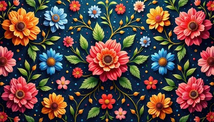 Intricate floral textile design, repeating motif, pastel, classic