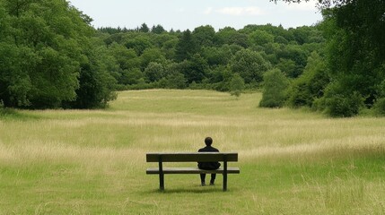 Solitude in a Summer Meadow: A Man Contemplates Nature's Serenity