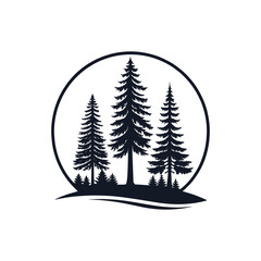 pine tree silhouette logo vector line art logo design