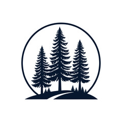 pine tree silhouette logo vector line art logo design