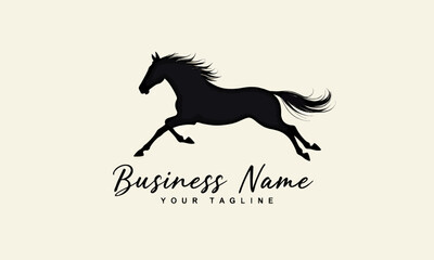 Black Horse Silhouette Logo Template on Beige