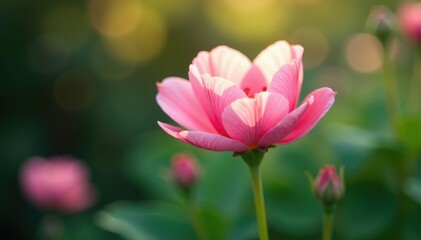 Fototapeta premium Late blooming flower in soft focus, delicate petals, light, background