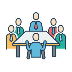 Team Meeting Collaboration Corporate Business Conference Cartoon Illustration