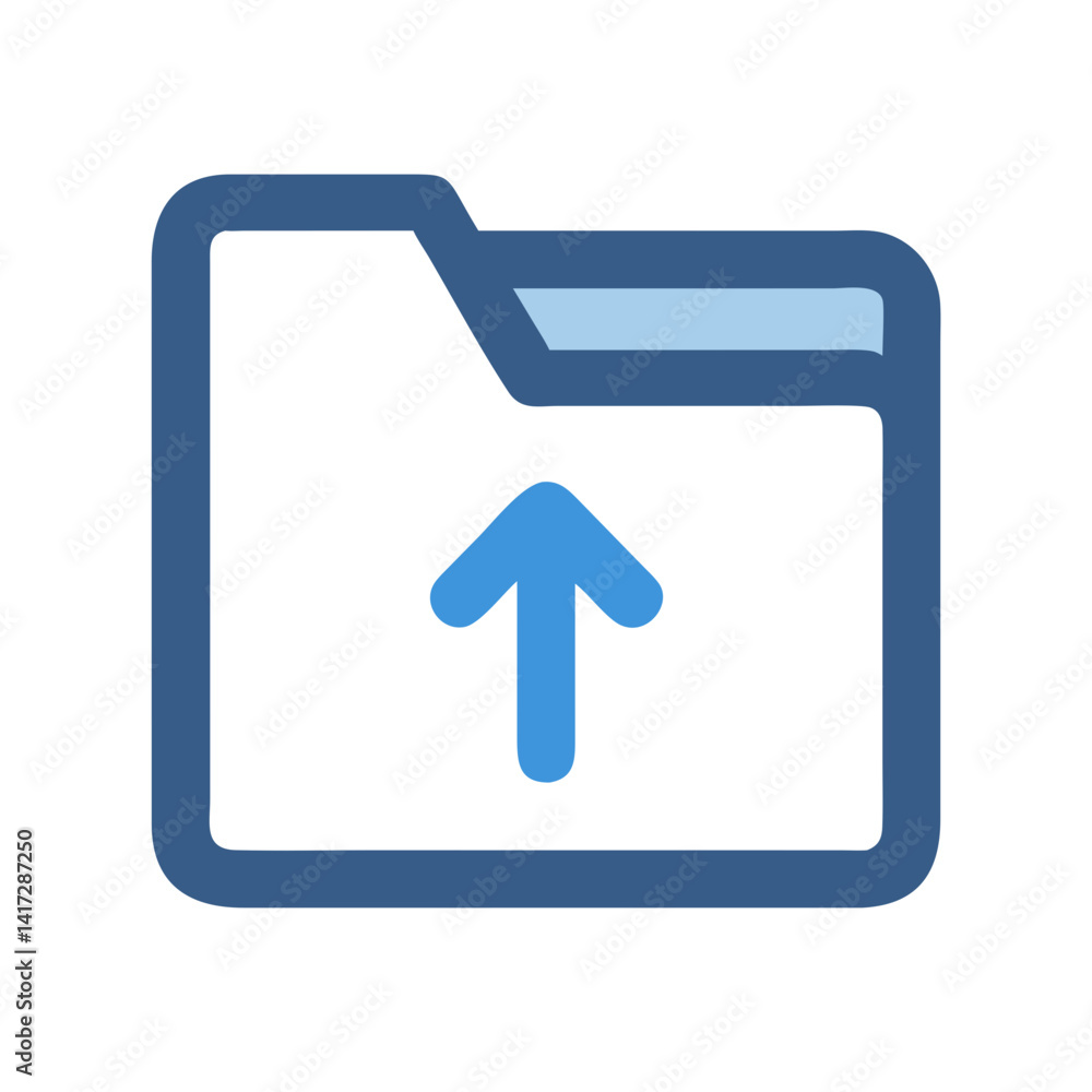 Poster blue folder upload icon for digital data storage