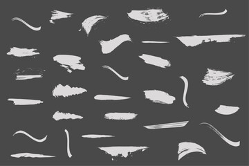 Paint brush, ink splatter, stains and paint strokes set. Hand drawn paint brush ink stains. Ink grunge paintbrush strokes and splash of paints. Artistic textures collection. 