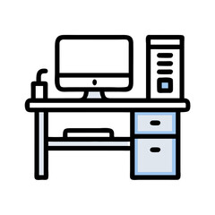 Modern minimalist desk illustration on black background design