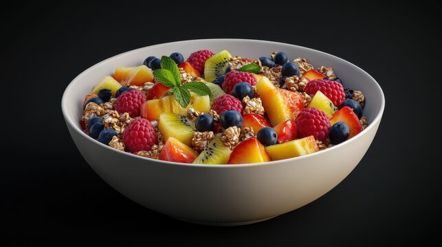 Fresh Healthy Breakfast Bowl with Fruits and Granol