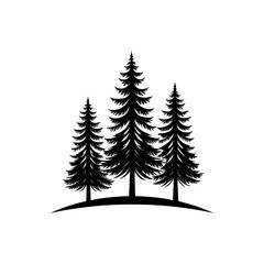 Obraz premium pine tree silhouette logo vector line art logo design
