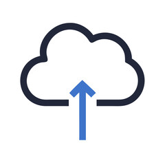 Cloud Upload Icon on Black Background Minimalist Design