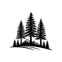 Obraz premium pine tree silhouette logo vector line art logo design
